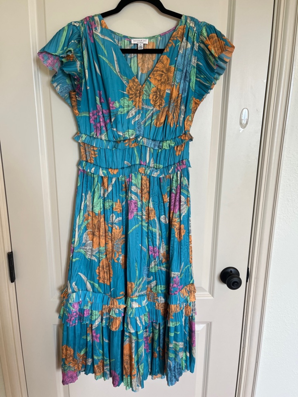 Current Air Teal Floral Dress with Orange Bloom
